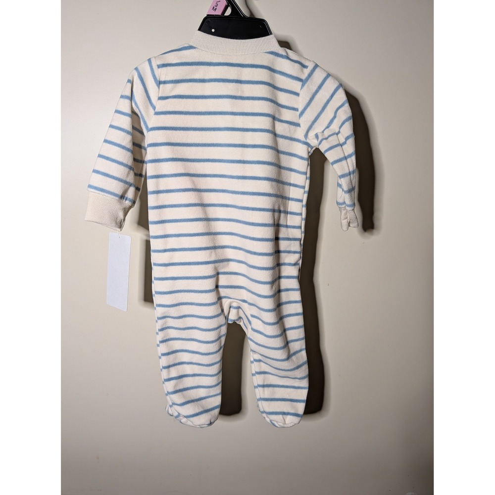 Carters Child of Mine Little Brother Striped Footed Sleeper Blue White 0-3M NWT - Picture 2 of 2